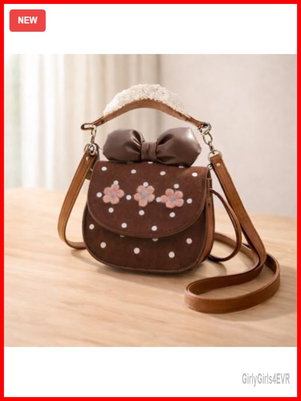 Mini Saddle Crossbody Bag Polka Dot Bow Detail Lightweight Casual